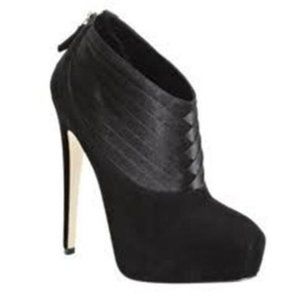 Brian Atwood DASHA Suede Satin Platform Ankle Booties Boots Shoes